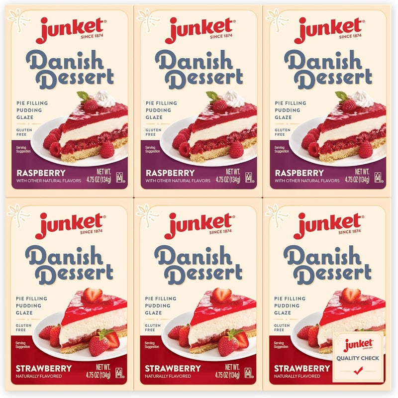 Junket Danish Dessert Raspberry and Strawberry Mix - Image 1